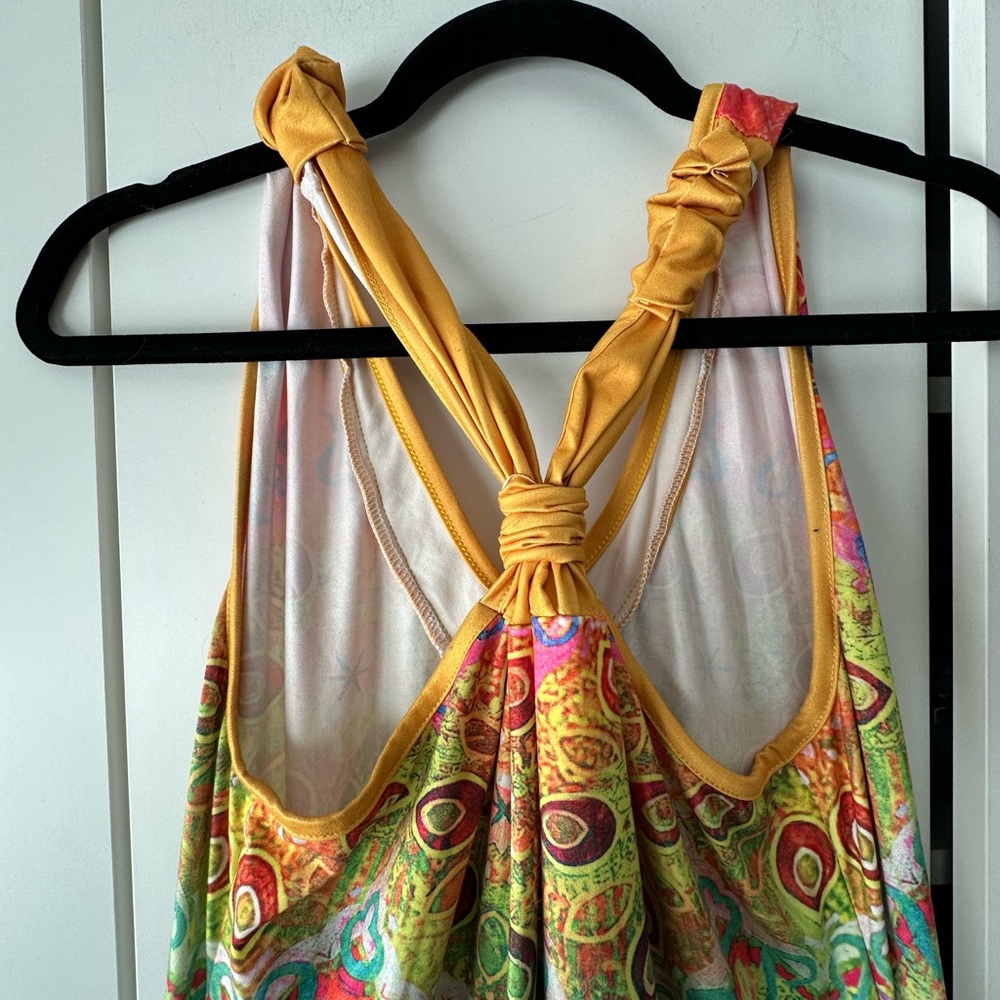 🌈 Boho Mandala Print Harem Jumpsuit Large Racerback Wide Leg - Picture 4 of 10
